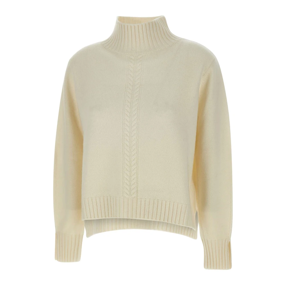 Kaos Roomwitte wollen trui met opstaande kraag Beige Dames