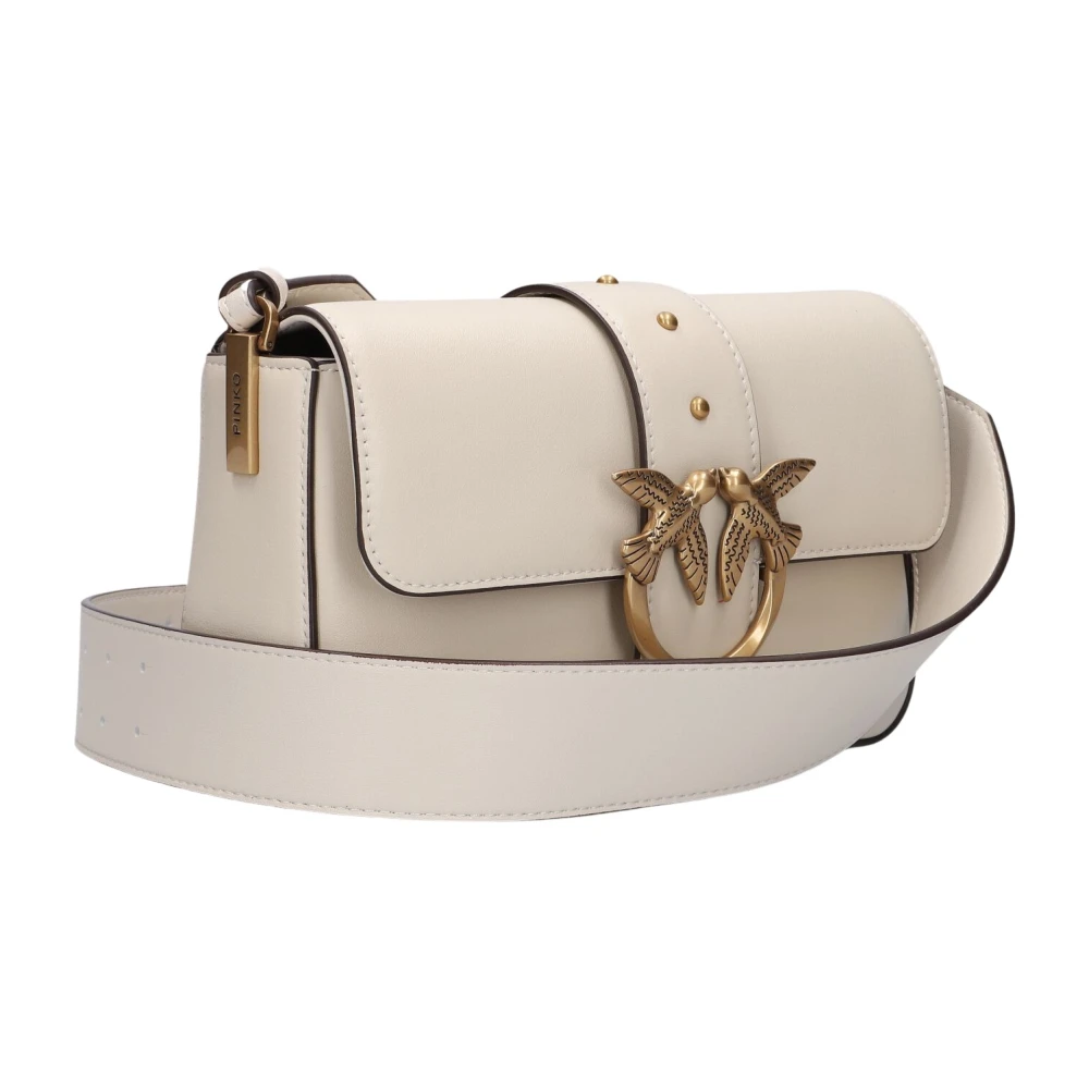 Pinko White Love One Mini Slouchy - Female - Shoulder Bags - One Size - Bags