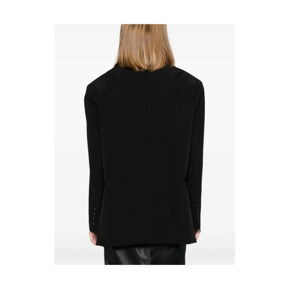 pinko Zwarte Jas met Revers en Logo Black Dames