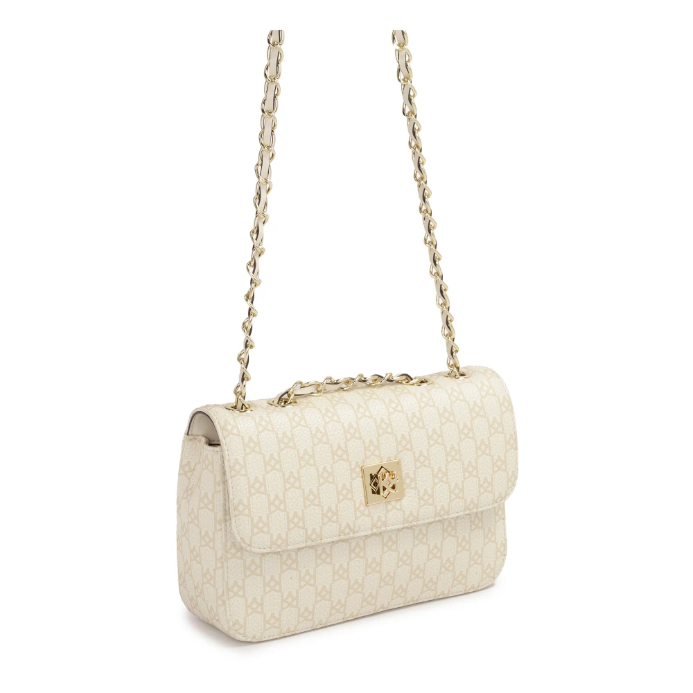 Kazar Stijlvolle leren handtas in beige print White Dames