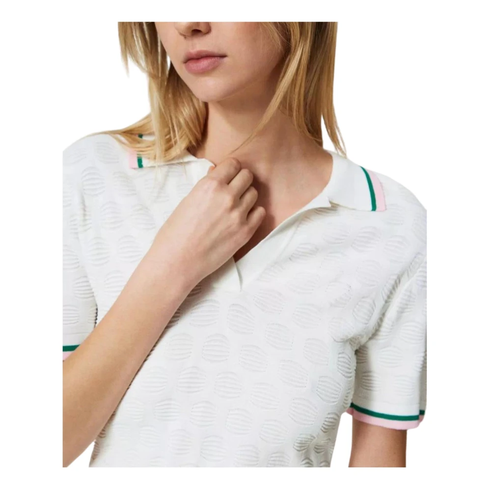Twinset Polo Shirt met Geometrisch Patroon White Dames