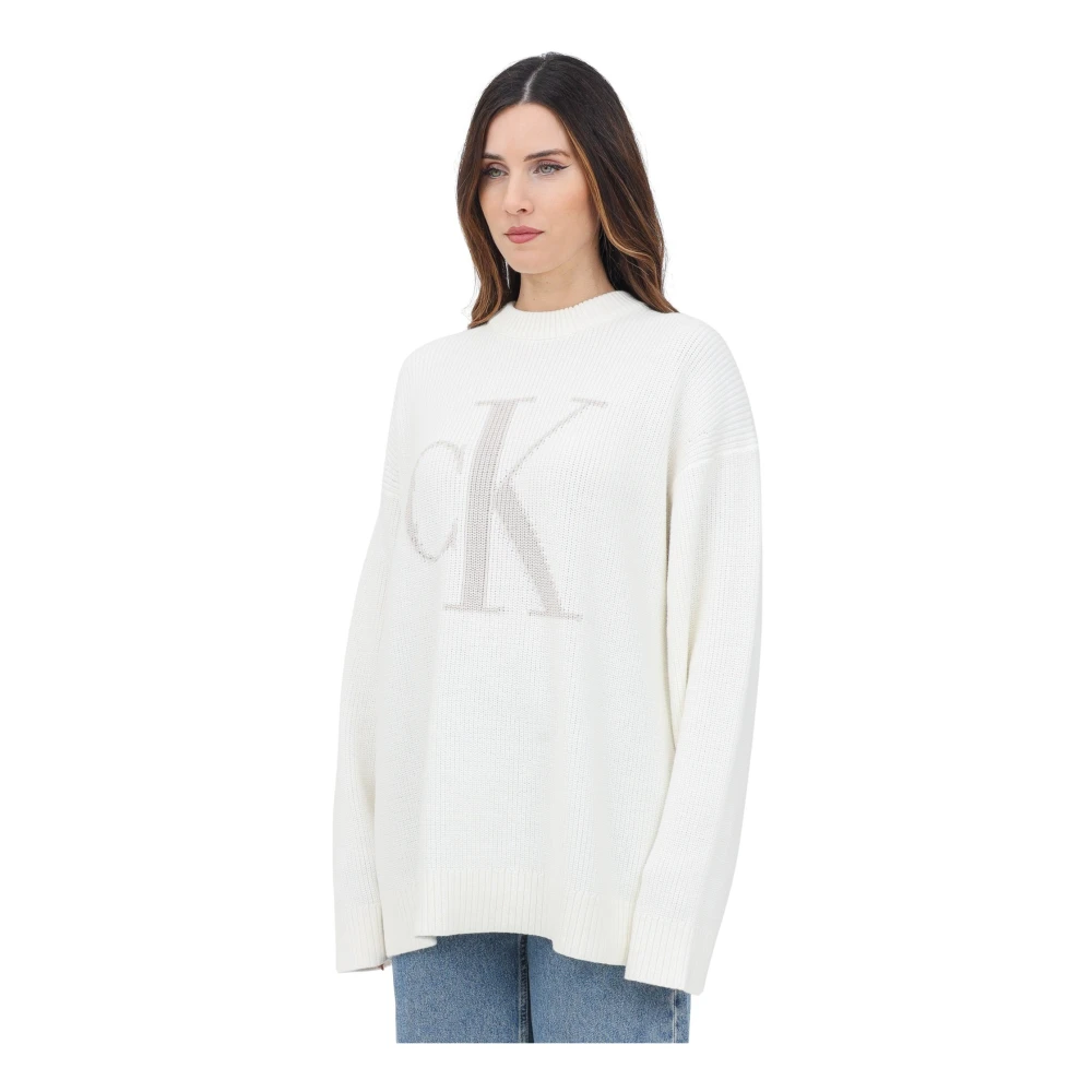 Calvin Klein Jeans Witte trui met CK-logo White Dames