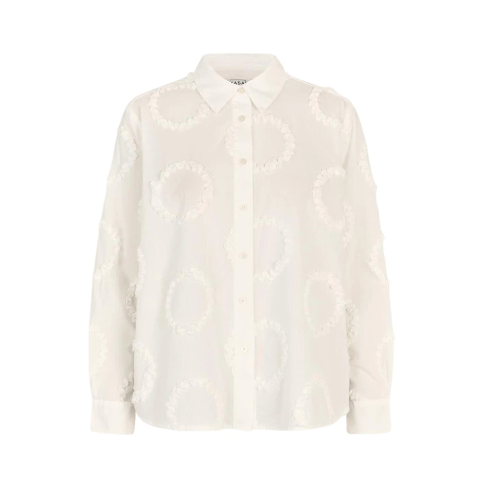 Masai Witte Katoenen Blouse met Cirkeldetails White Dames