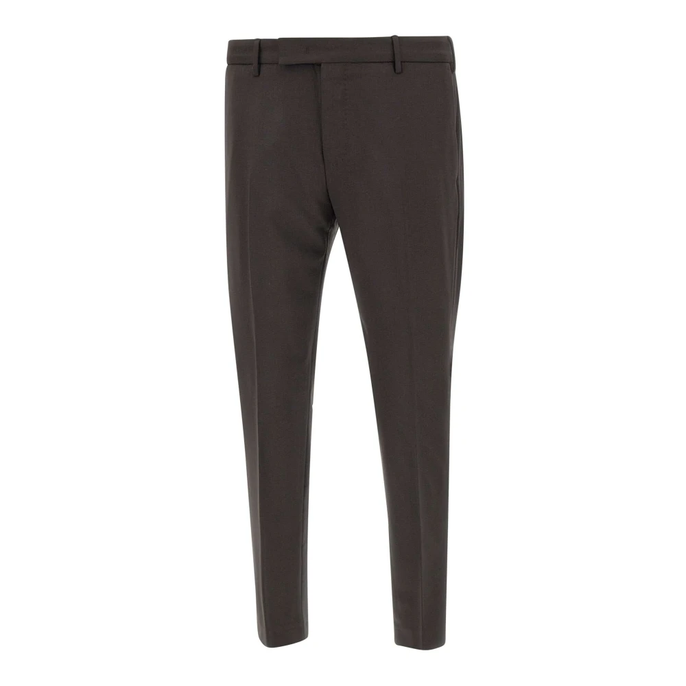 PT Torino Bruine Wollen Broek Slim Fit Edge Collection Brown Heren
