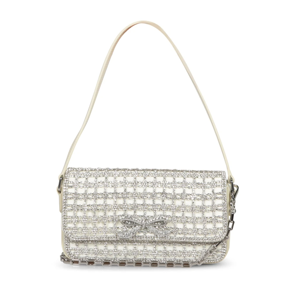 Self Portrait Kristalversierde Baguette Tas White Dames