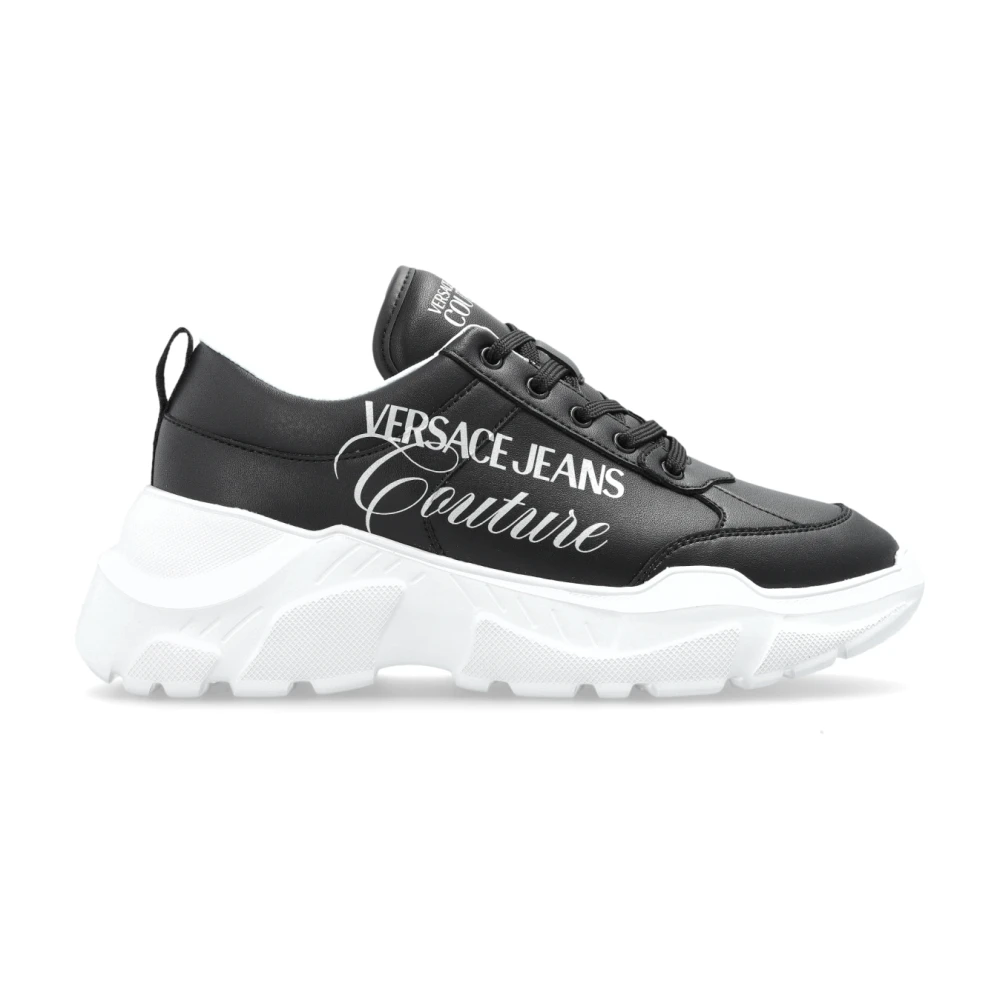 Versace Jeans Couture Sportschoenen met Geprint Logo Dames Schoenen Zwart
