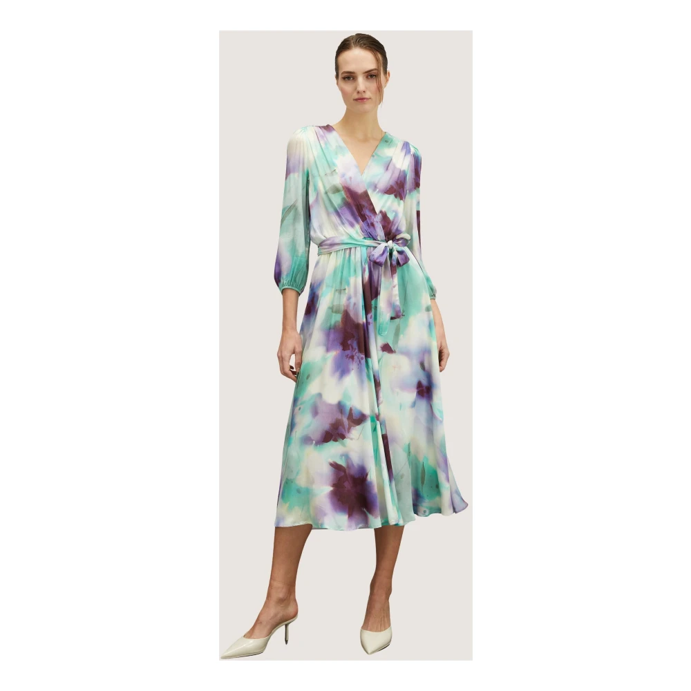 Motivi Satin Midi Jurk met Abstract Patroon Multicolor Dames