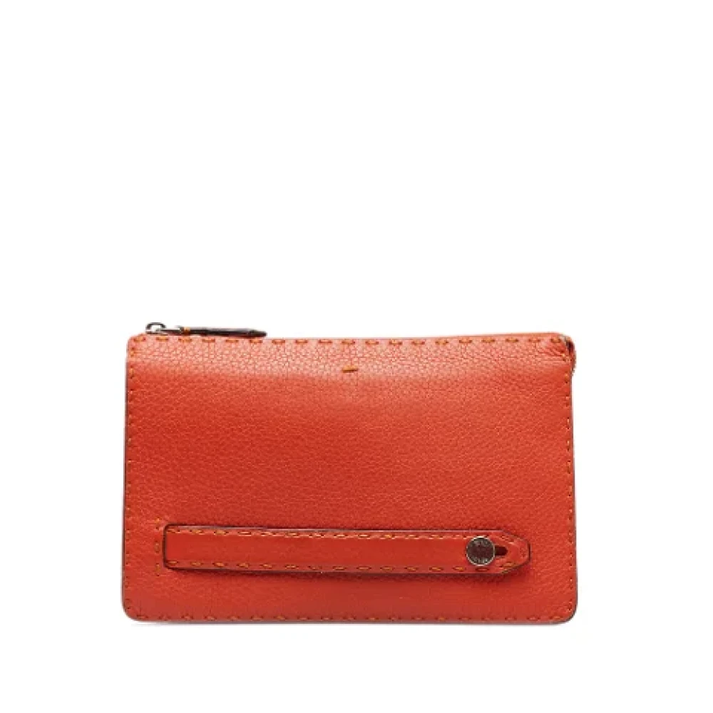 Fendi Vintage Pre-owned Leather clutches Orange Dames