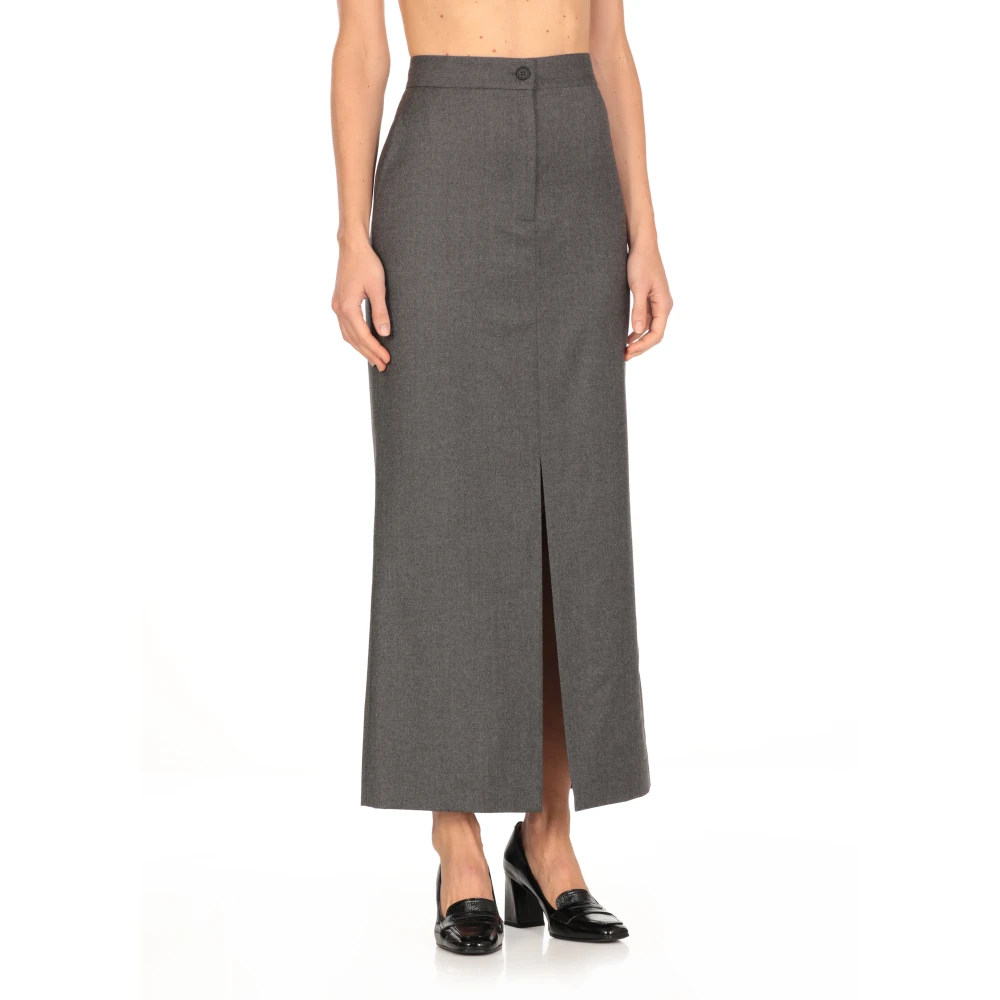 Antonelli Firenze Grijze wollen rok elastische taille Gray Dames