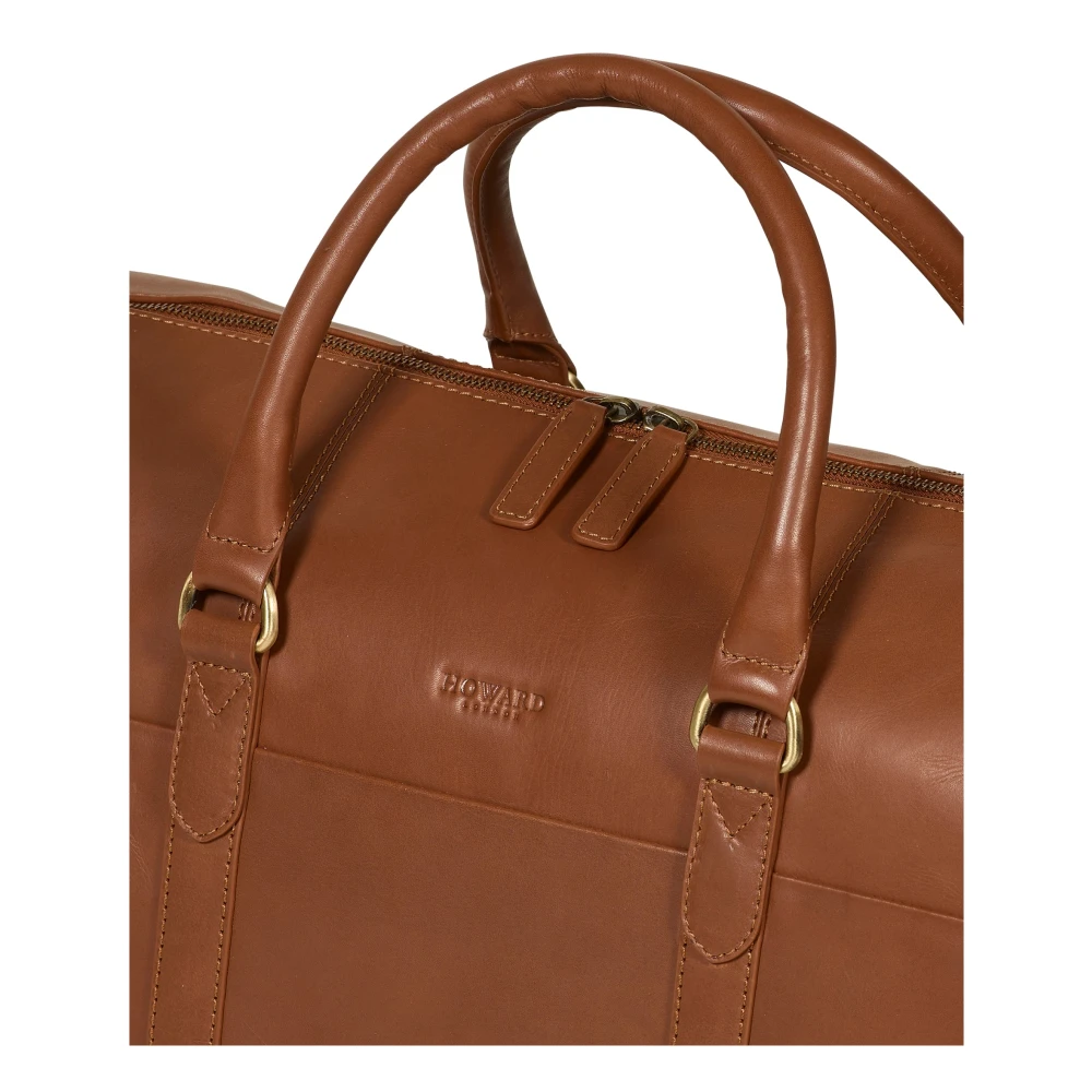 Howard London Bruin Leren Weekendtas Brown Heren