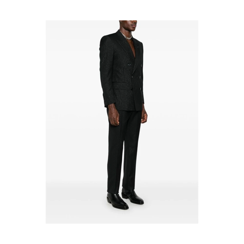 Tom Ford Zwart Pinstripe Blazer en Broek Set Black Heren