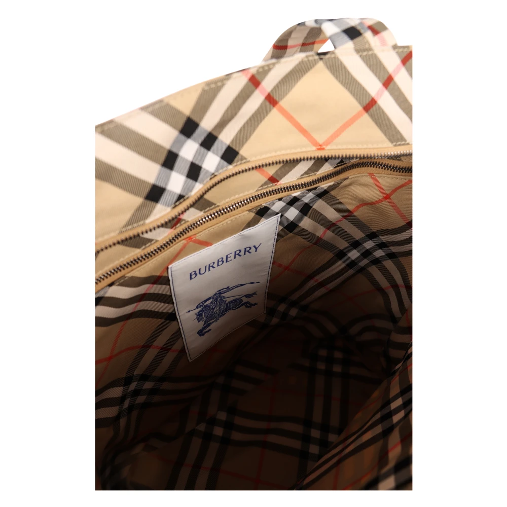 Burberry Geruite Stoffen Tote Tas met Rits Beige Heren