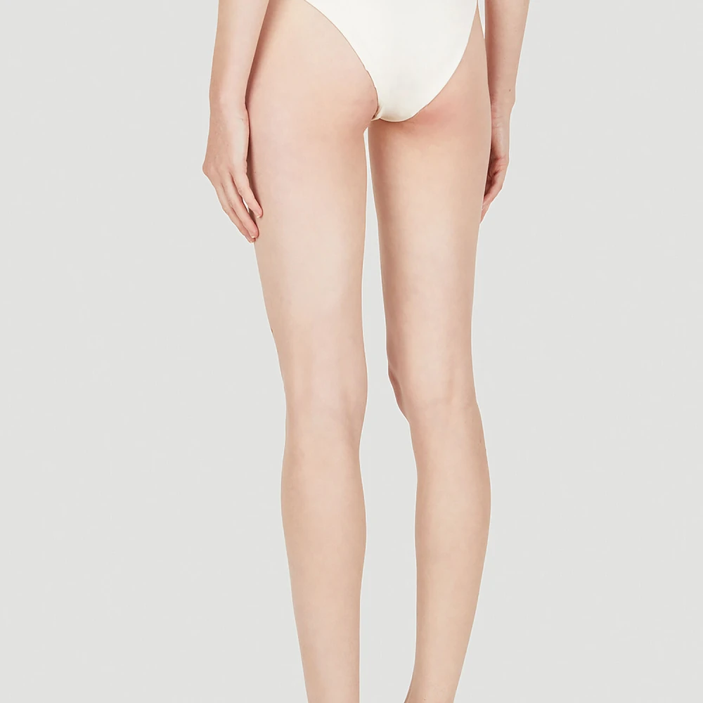 Ziah Retro High Waist Bikini Bottoms White Dames