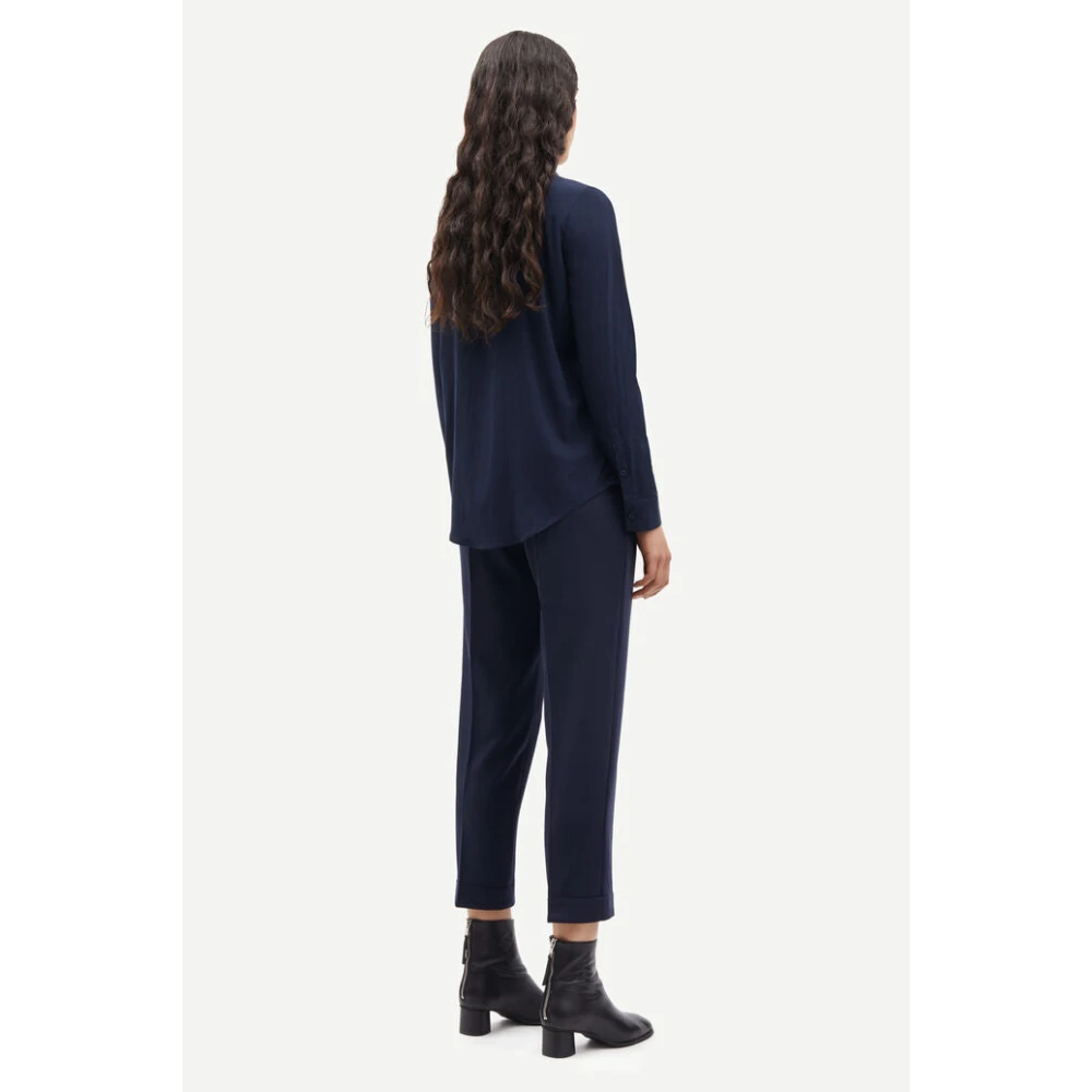 Samsøe Getailleerde geweven broek met elastische taille Blue Dames