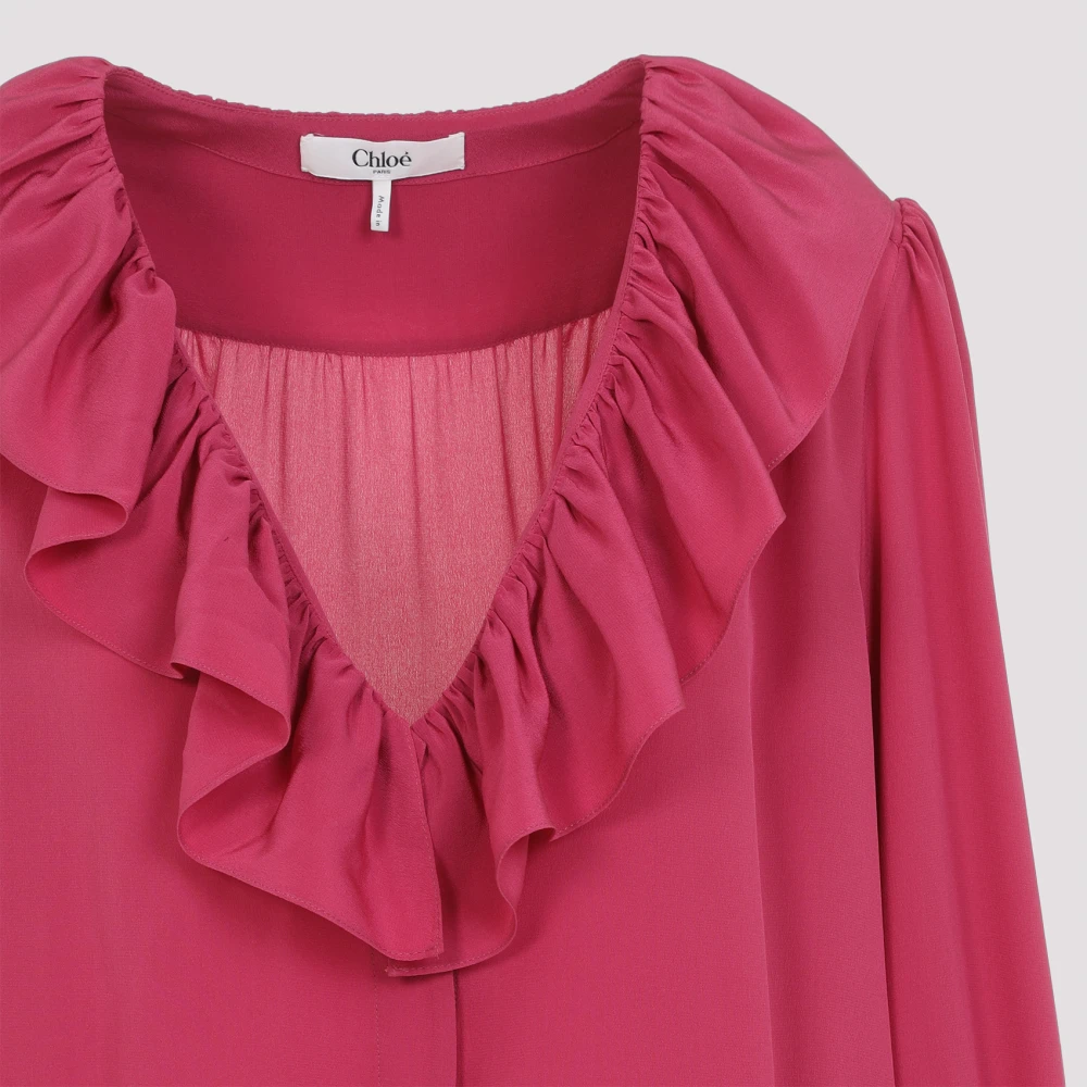 Chloé Rode Zijden Overhemd Elegante Stijl Red Dames