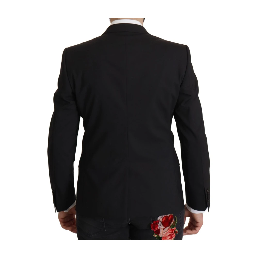 Dolce & Gabbana Svart Ull Peak Revers Blazer