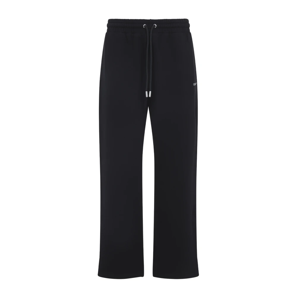 Off White Men's Black Sweatpants, M, Cotton Trousers For