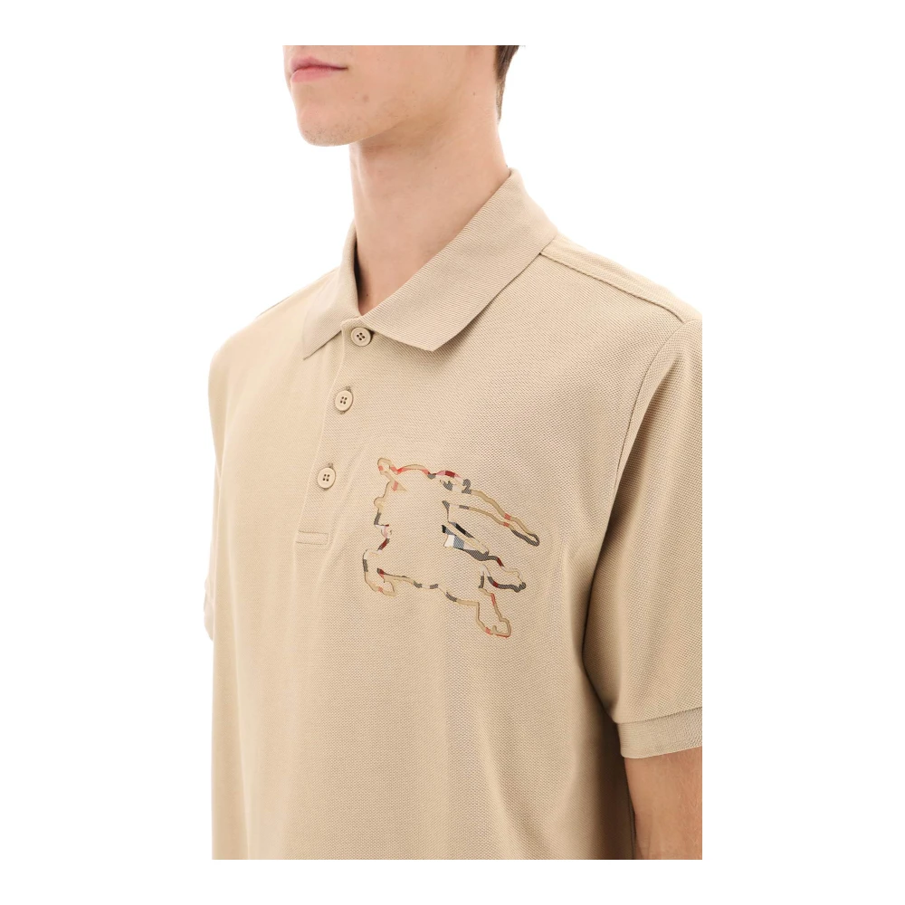 Burberry Organisch Piqué Polo Shirt met EKD Motief Beige Heren