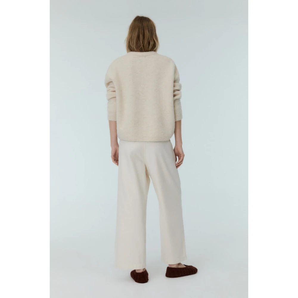 The New Society Zachte Vanilla Cream Jumper met Geribbelde Details Beige Dames