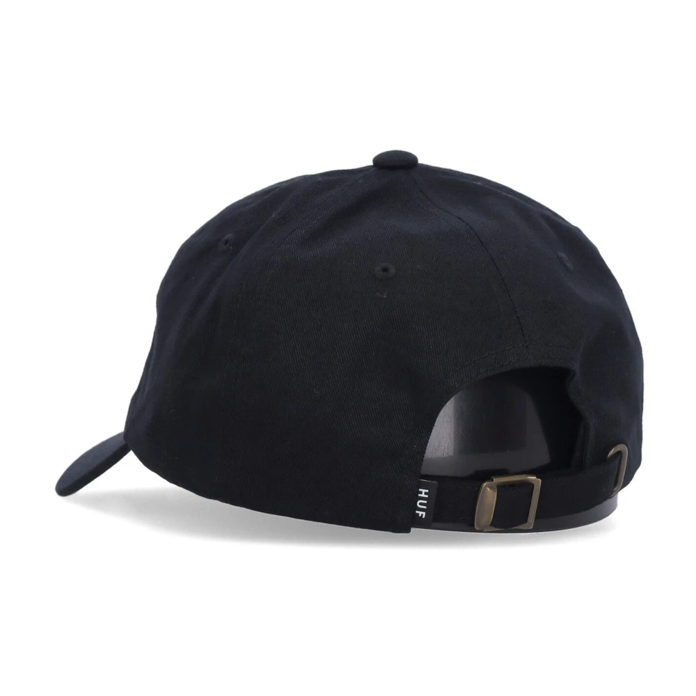 HUF Zwarte Gebogen Klep Pet 6 Panel Black Heren