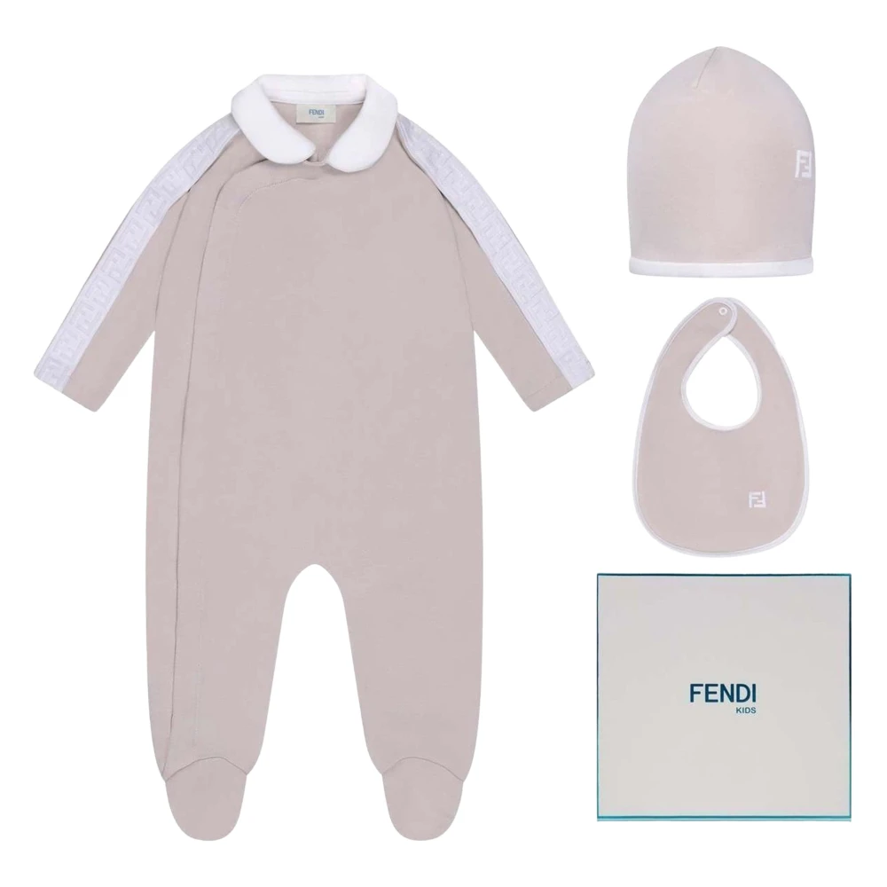 Fendi Unisex Kids Beige Logo Babygrow Gift Set In - Kids Sets - 6 M - Kids