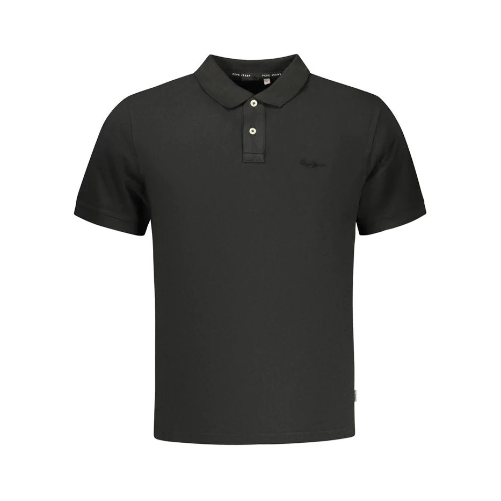 Pepe Jeans Men's Black Short-Sleeve Cotton Polo Shirt - Polo Shirts - Xl - Tops