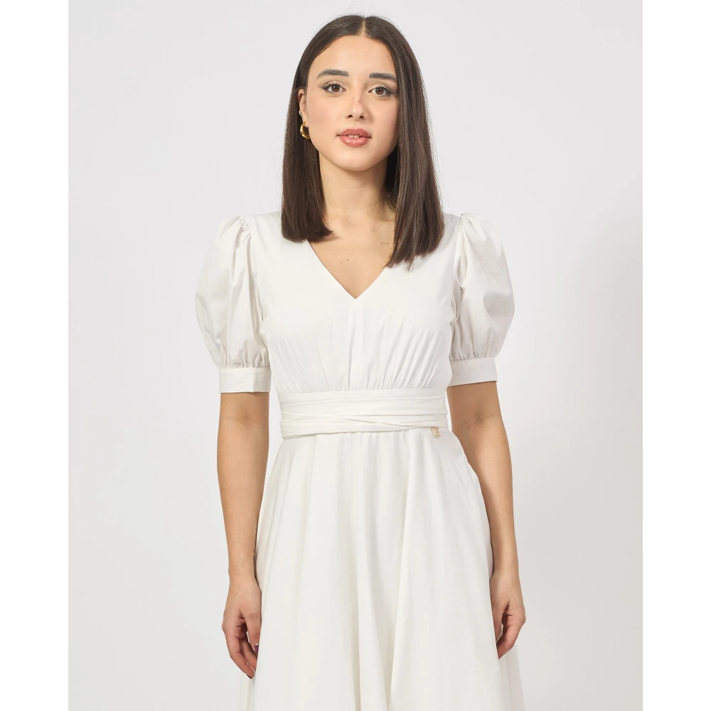 Fracomina Witte Midi Jurk met Open Rug White Dames