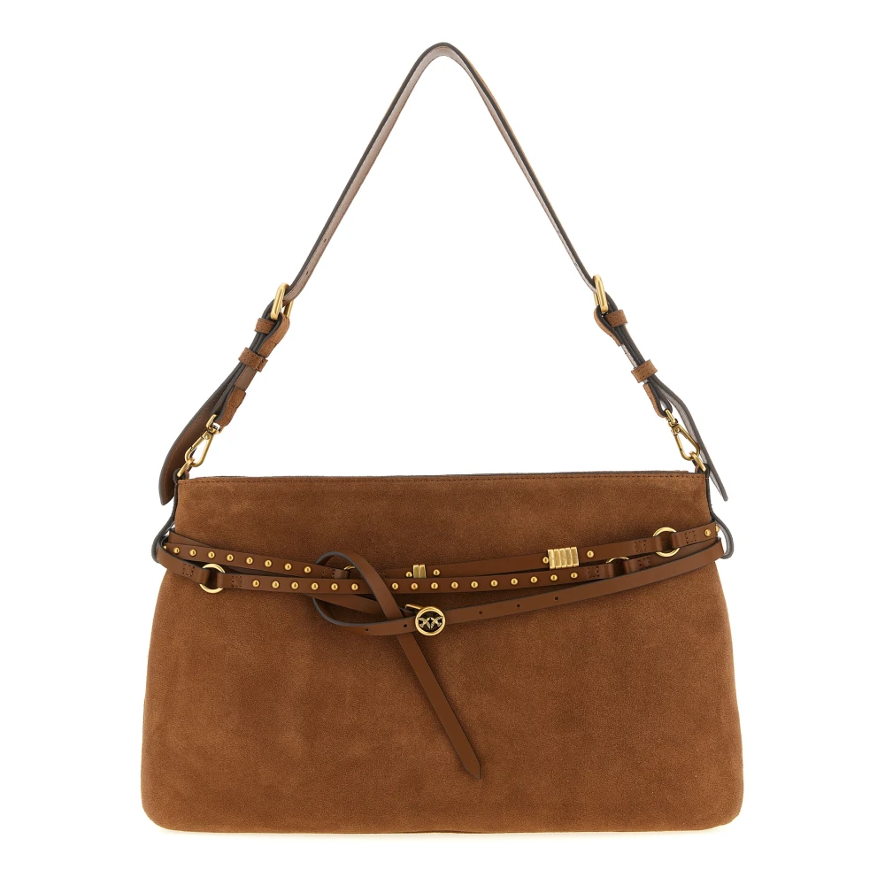 Pinko Bolso De Hombro Grande Con Cinturón De Ante Bags Mujer Marrón 