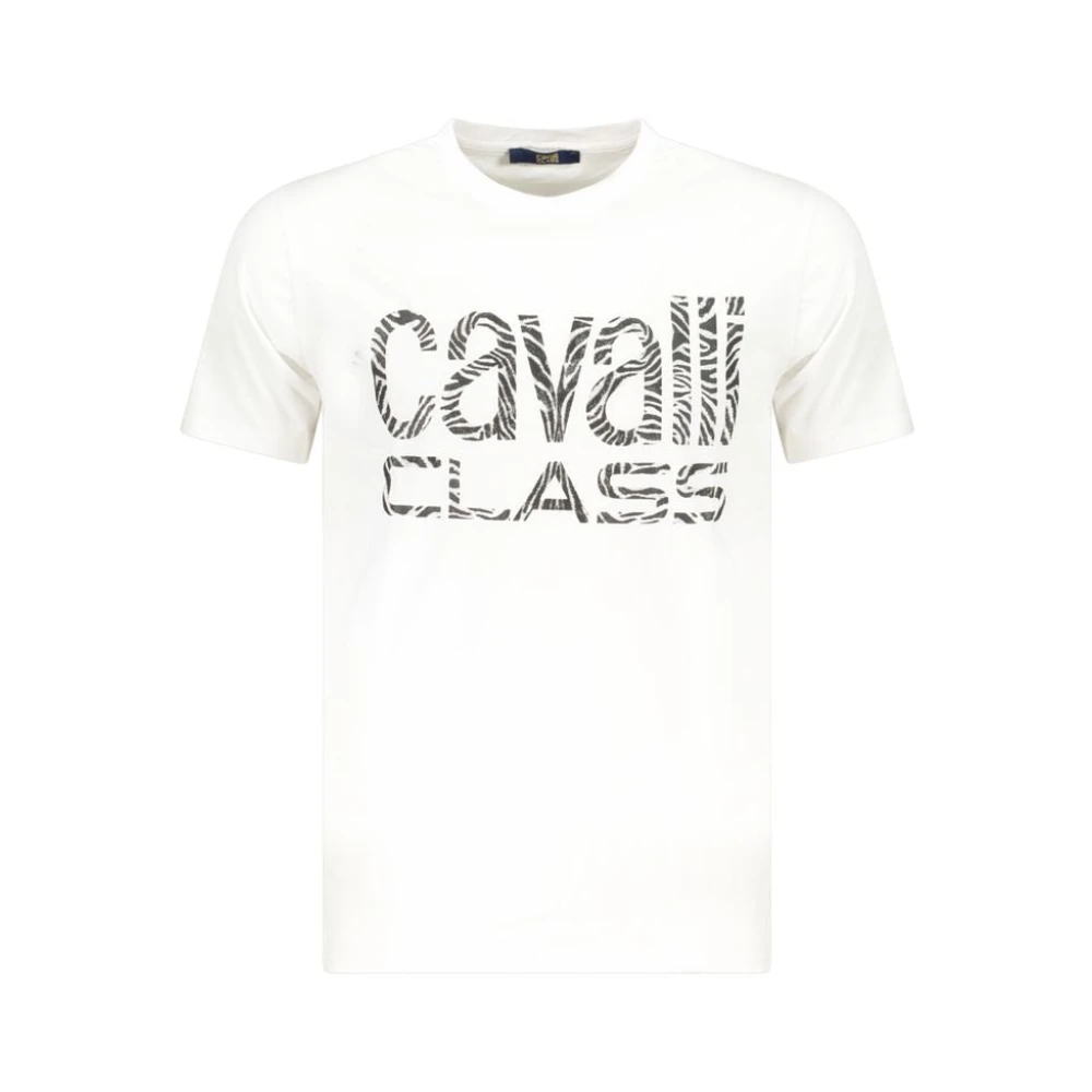 Cavalli Class Logo Cotton T-Shirt - Male - T-Shirts - White - 2XL - Tops