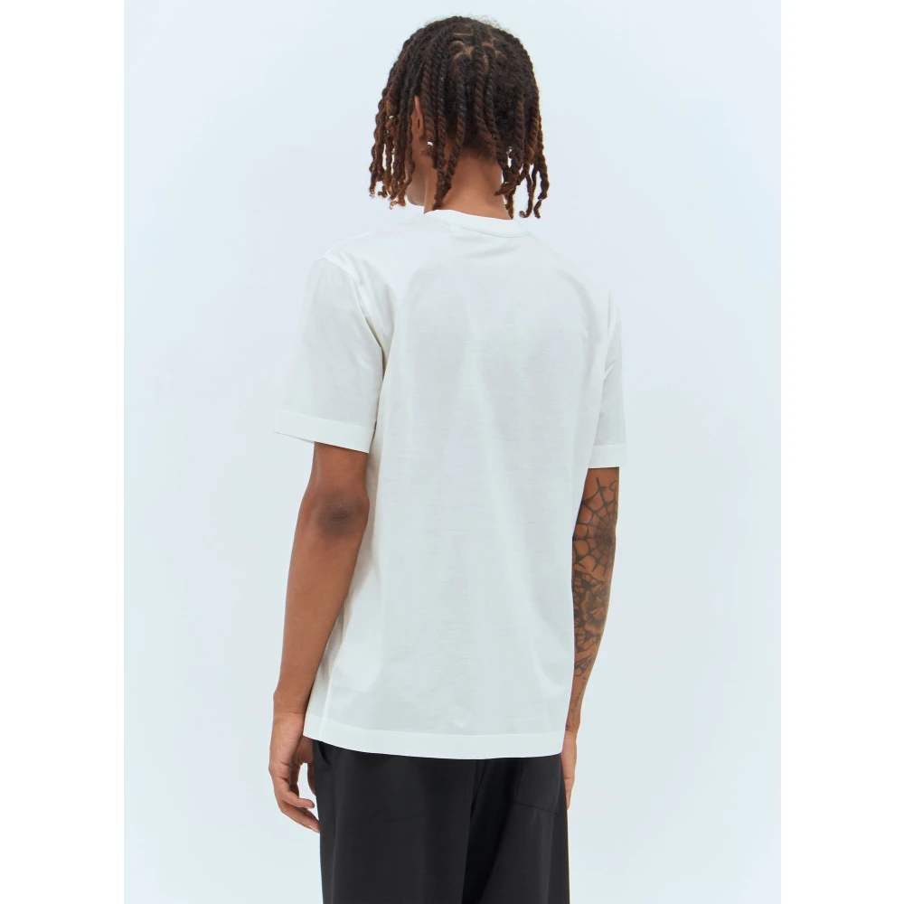 Burberry Equestrian Knight Logo Geborduurd T-shirt White Heren