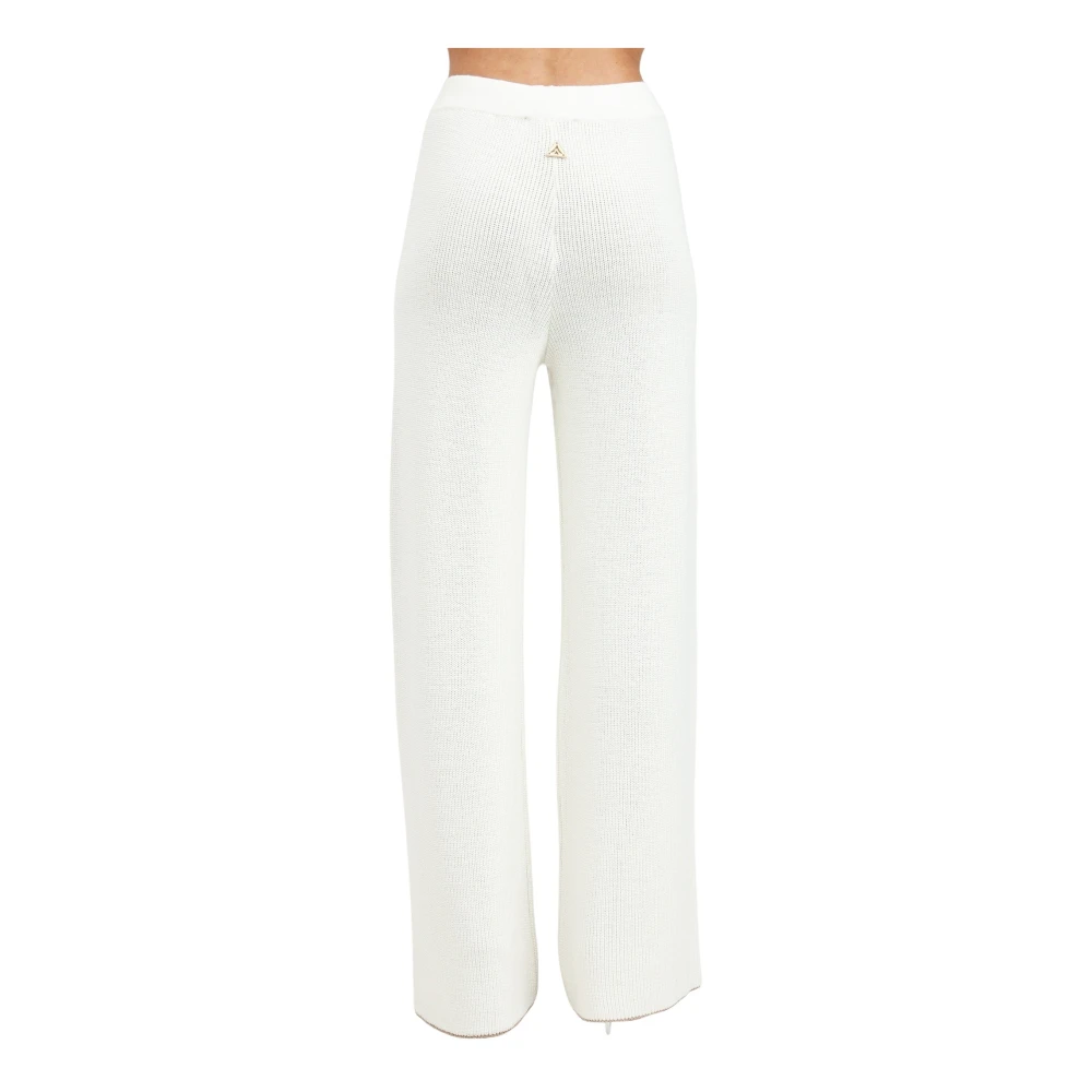 Akep Elegante Gebreide Wijde Pijp Broek Beige Dames
