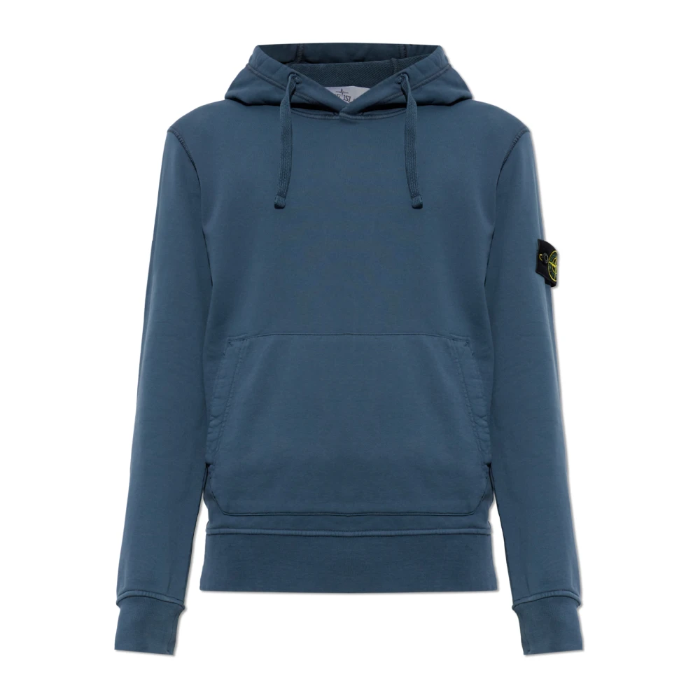 Stone Island Blue Hooded Sweatshirt - Male - Hoodies - Xl - Sweatshirts & Hoodies