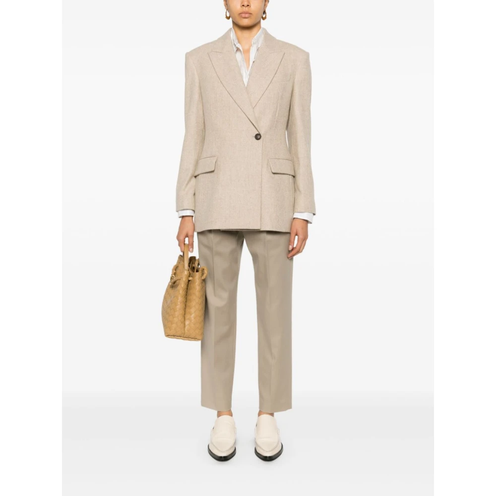 BRUNELLO CUCINELLI Beige Stretch Katoen Drill Broek Beige Dames