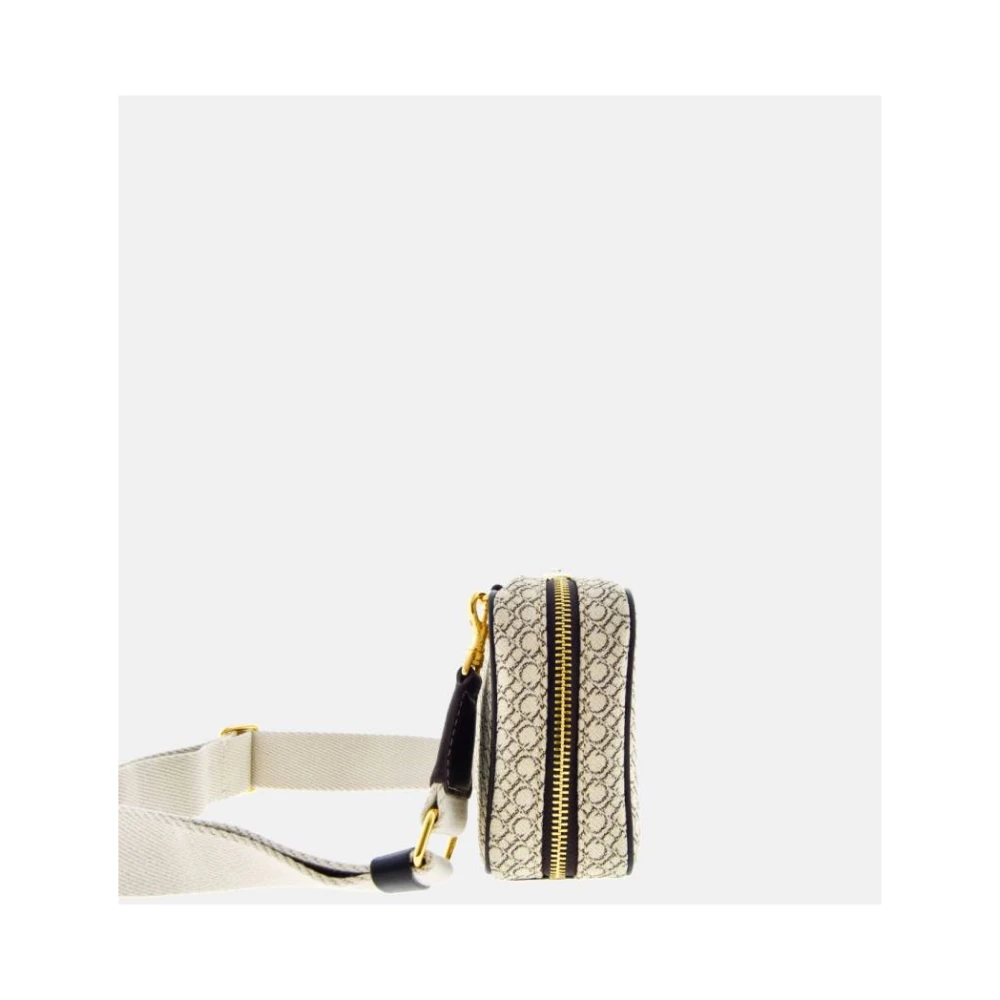 Carolina Herrera Canvas Schoudertas met Leren Afwerking Beige Dames