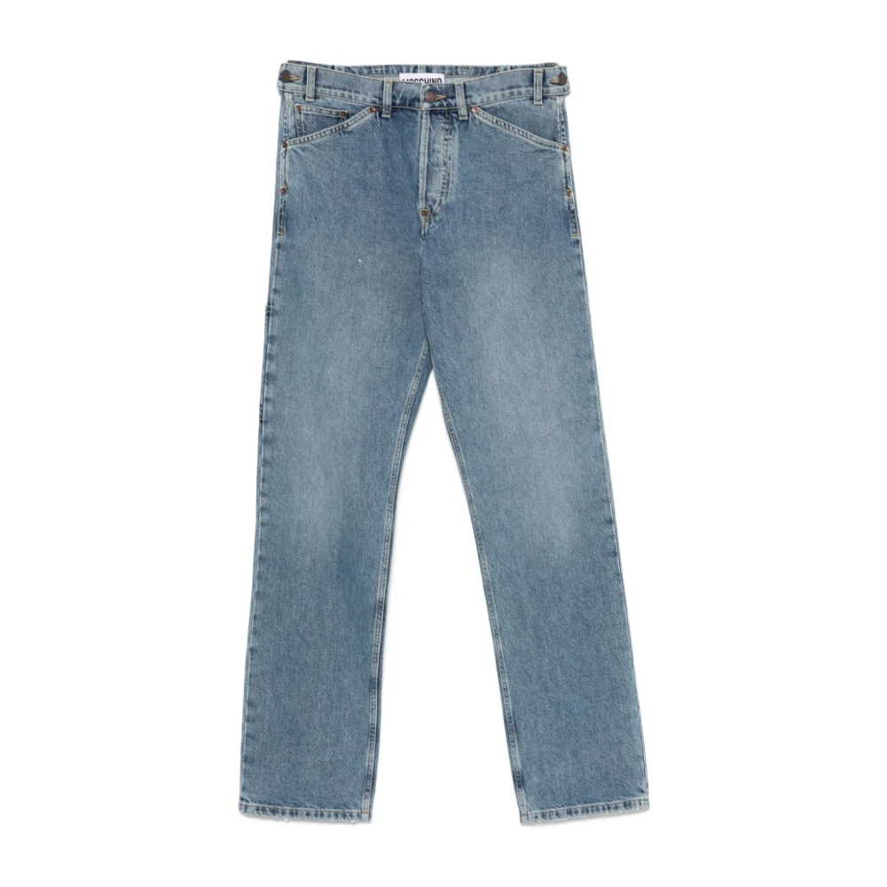 Moschino Indigo Blauwe Klassieke Knoopsluiting Broek Blue Heren