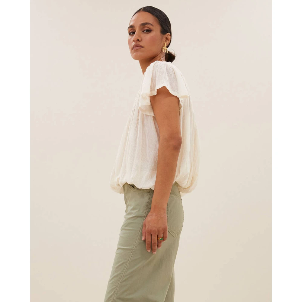 By-Bar Korte Mouw Olav Blouse White Dames