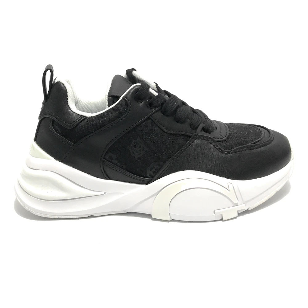 Guess Zwarte Eco Leren Sneakers met Sleehak Bestie Model Black Dames