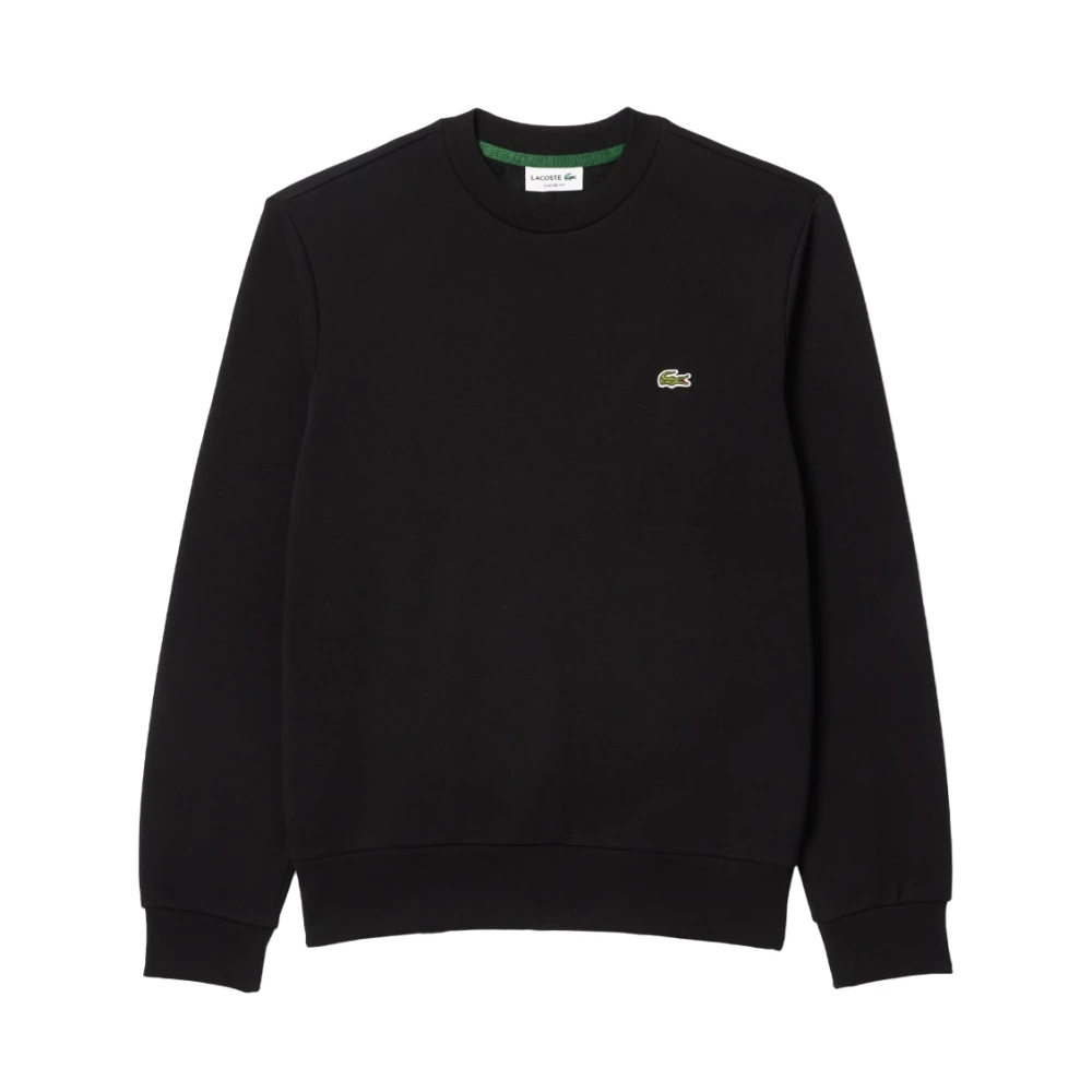 Lacoste Herr Svart Sweatshirts & Hoodies M, Bomull, Fleece Crew Neck Sweatshirt