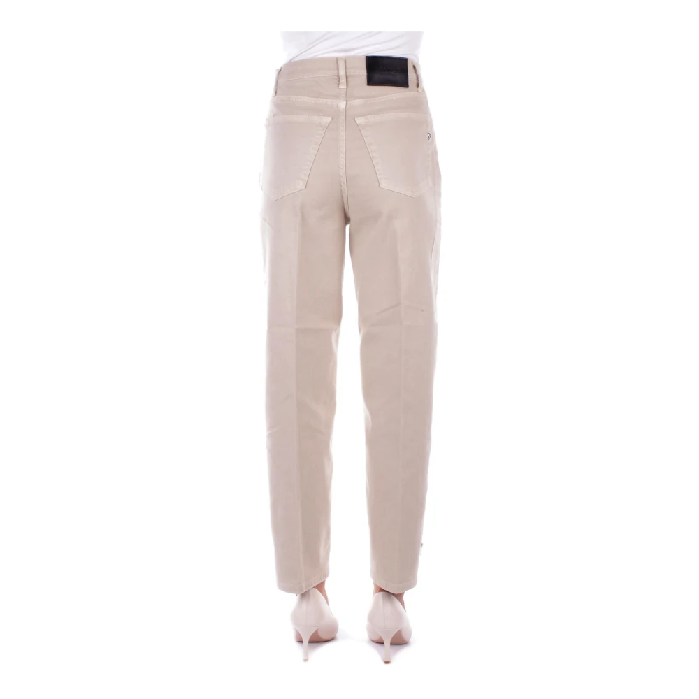 Dondup Beige Broek met Logo Rits Sluiting Beige Dames