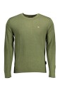 pull-vert-brode-avec-col-rond
