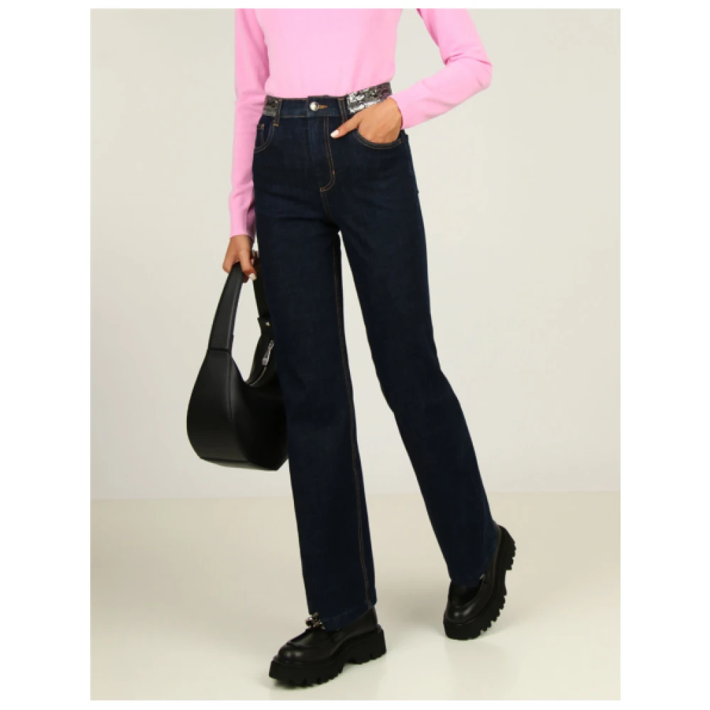 Liu Jo Hoge taille flared jeans met pailletten Blue Dames