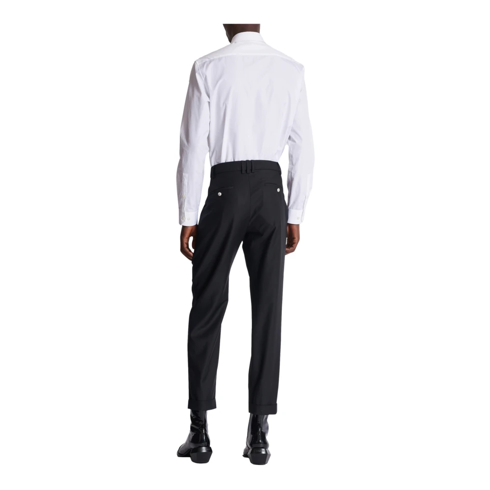 Balmain Dubbele wol crêpe broek Black Heren