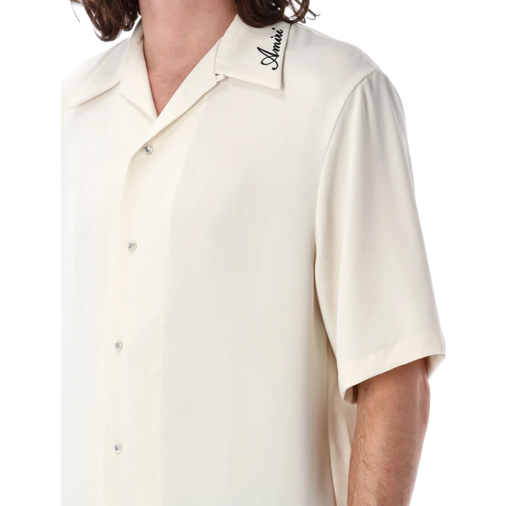 Amiri Logo Collar Camp Shirt White Heren