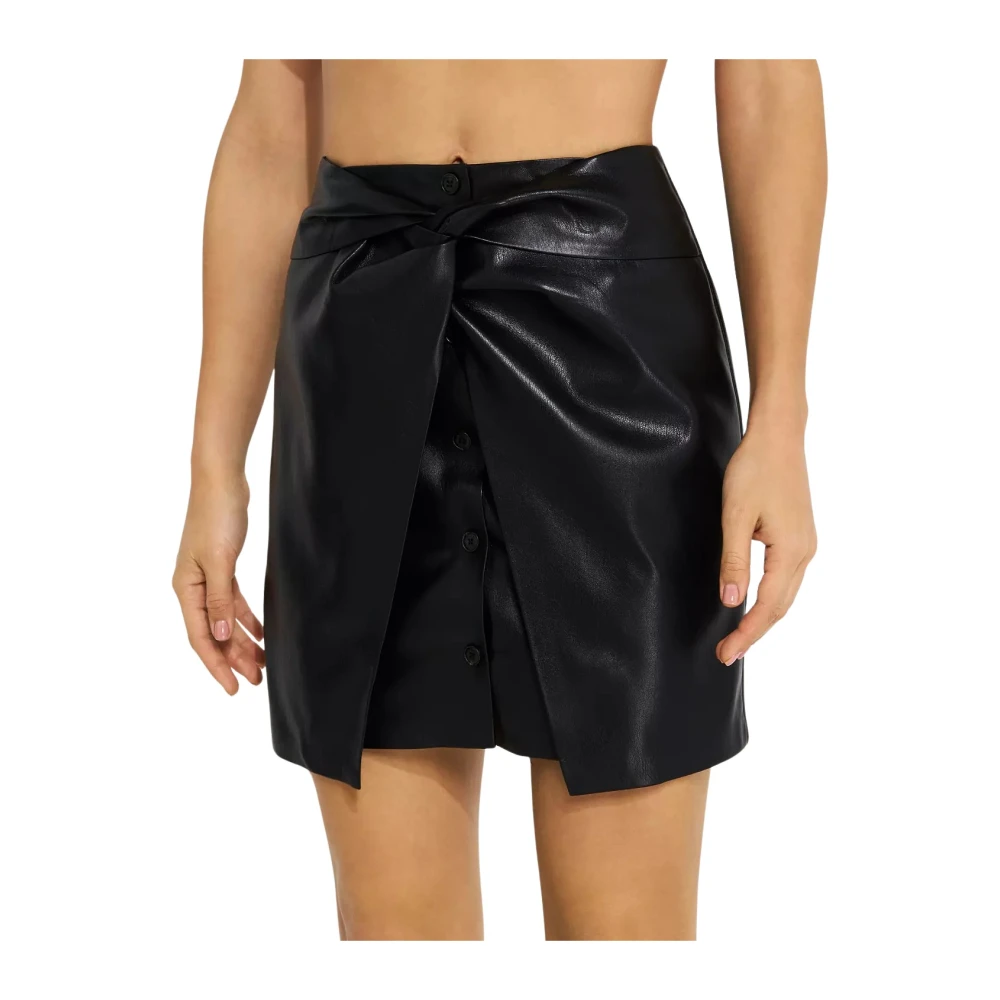 Nanushka Zwarte Vegan Leren Minirok Black Dames