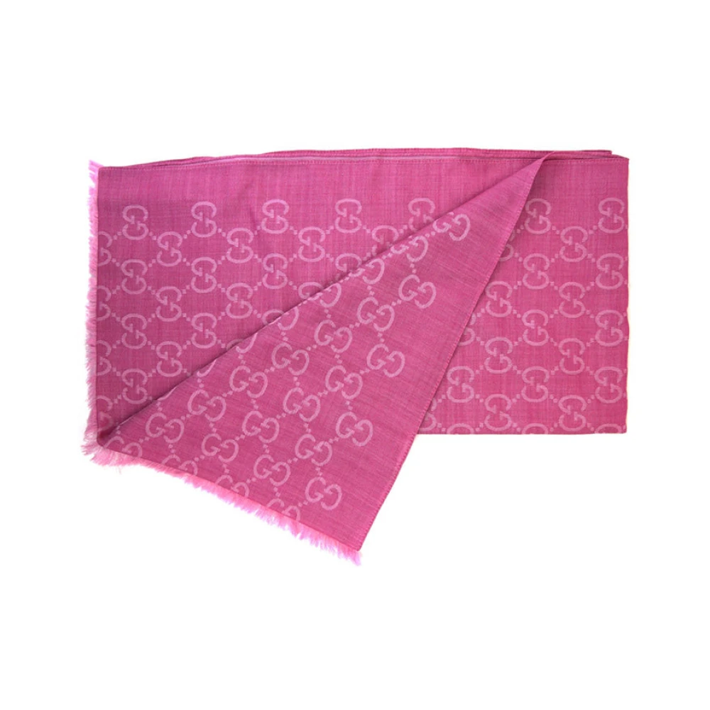 Gucci Tweekleurig GG Patroon Sjaal Pink Dames