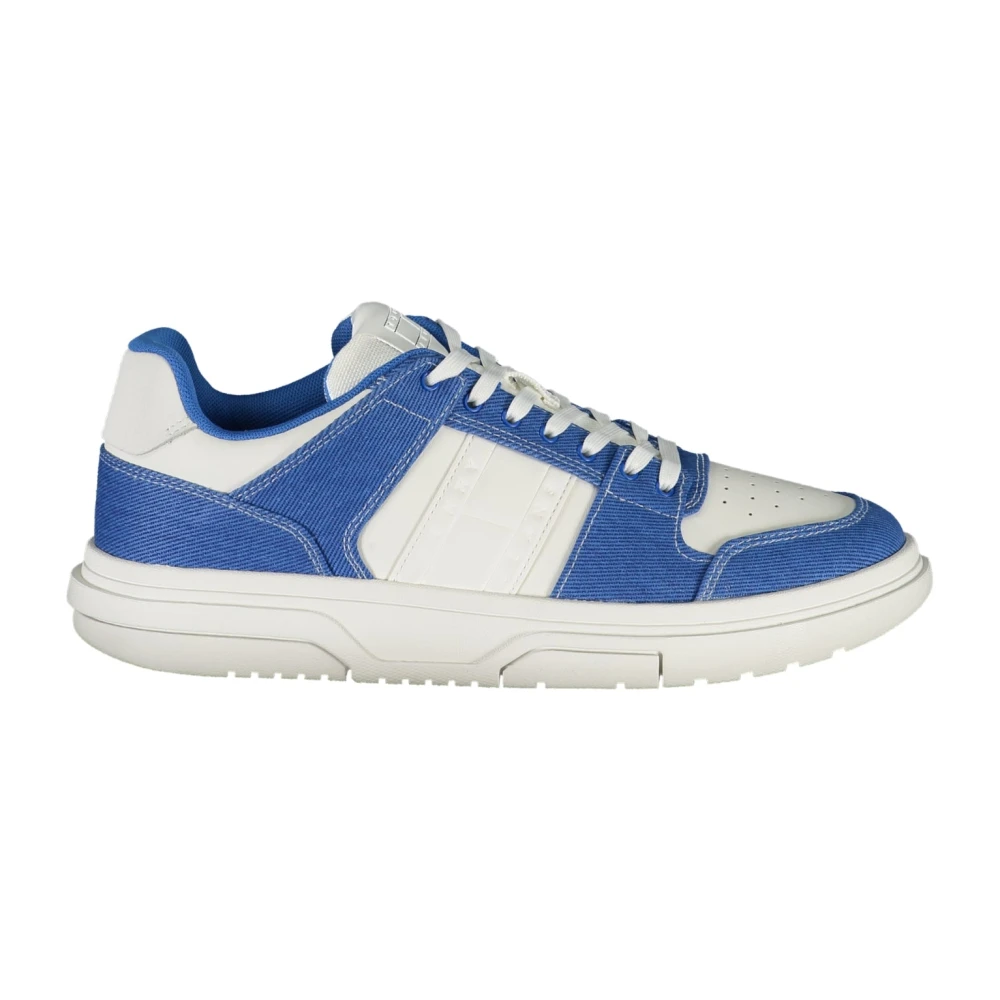 Tommy Hilfiger Men's Blue Sporty White Lace-Up Trainers With Contrast Details - Sneakers - 10 Uk- Shoes