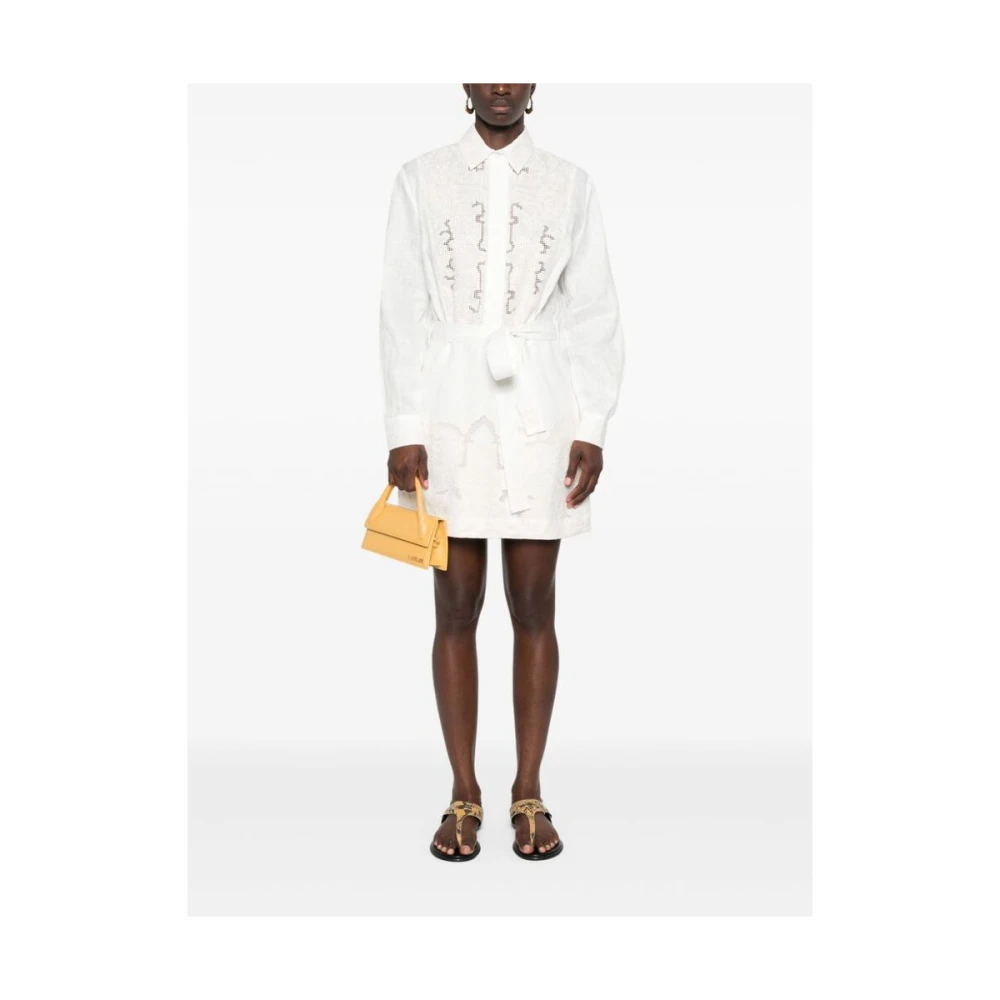 Alemais Witte Linnen Geborduurde Jurk White Dames