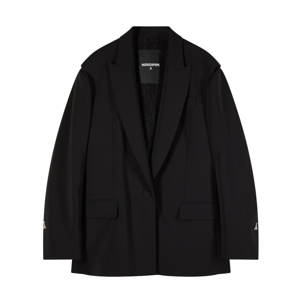 Patrizia Pepe Women's Black Blazers, S, Oversized Crepe Blazer