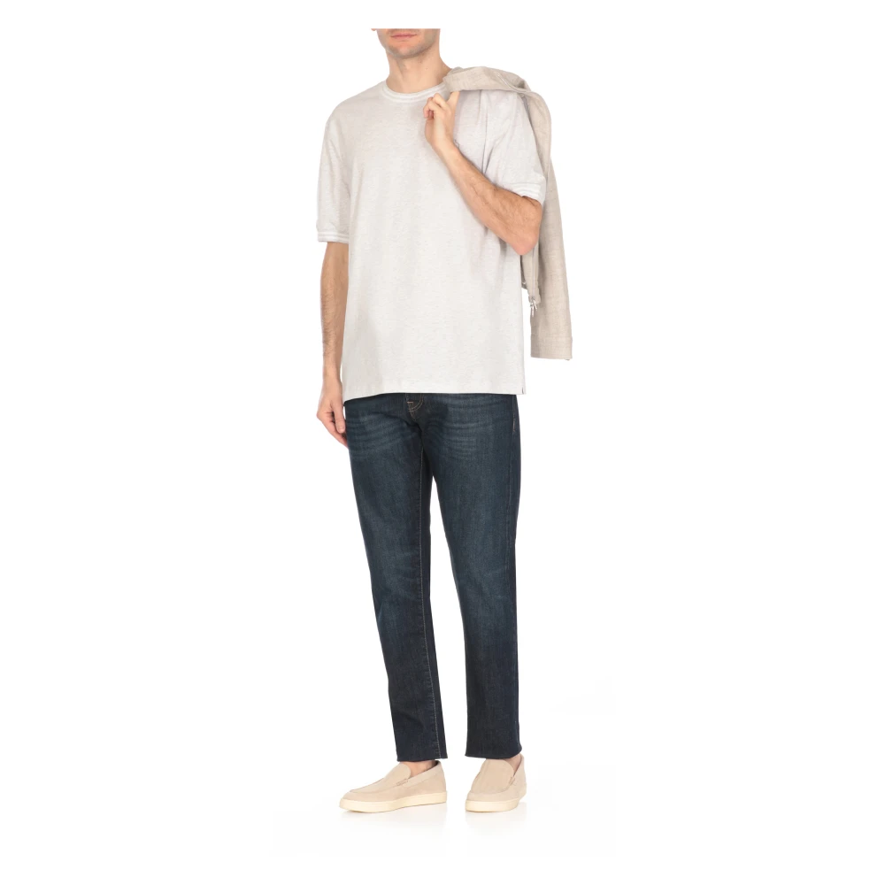 BRUNELLO CUCINELLI Grijze T-shirts en Polos met Logo White Heren