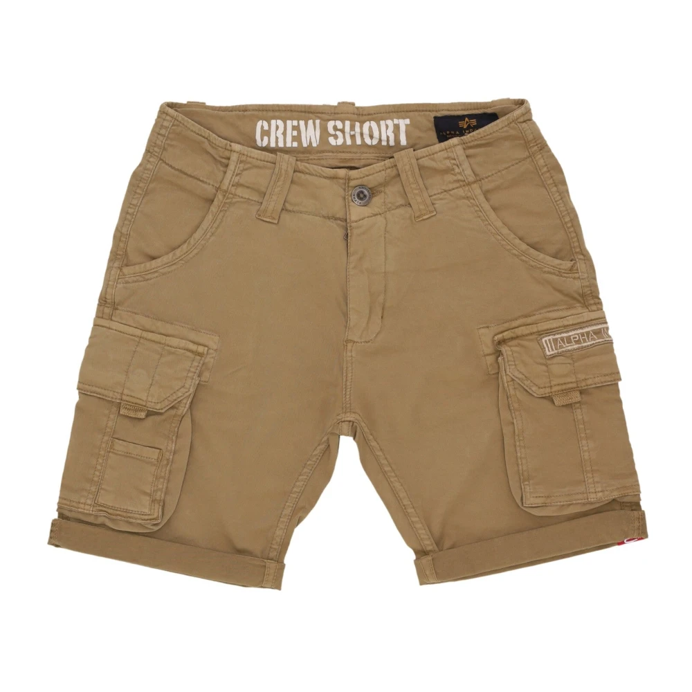 Alpha Industries Men's Beige Cargo Shorts With Cuffed Bottom